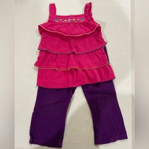 Childrens place 3 tiered tank and Purple pants with bow detail size 18-24